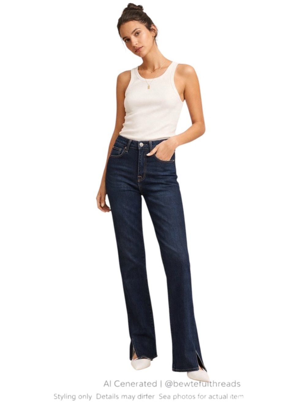 Y2K Dark Wash Split Hem Bootcut Jeans Indie Sleaze Minimalist Fit